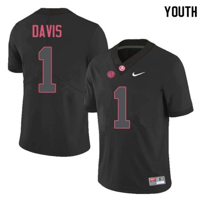 NCAA Youth Alabama Crimson Tide #1 Ben Davis Stitched College Nike Authentic Black Football Jersey UY17R17IF